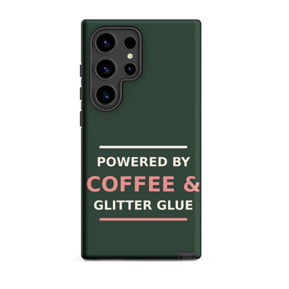 Powered By Coffee & Glitter Glue funny teacher Samsung case in Chalkboard, front view