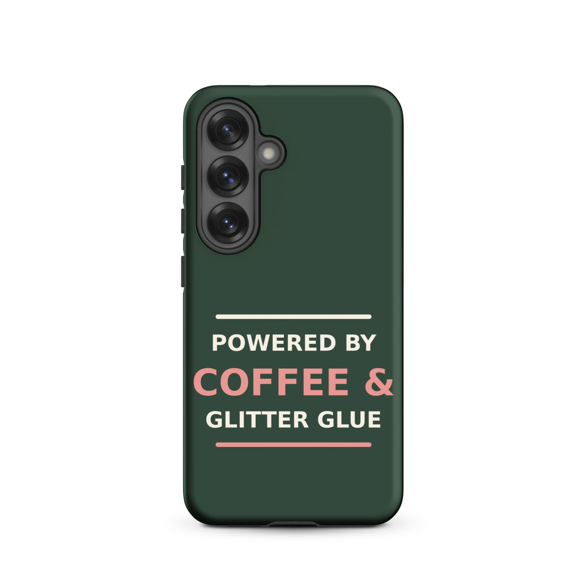 Powered By Coffee & Glitter Glue funny teacher Samsung case in Chalkboard, front view