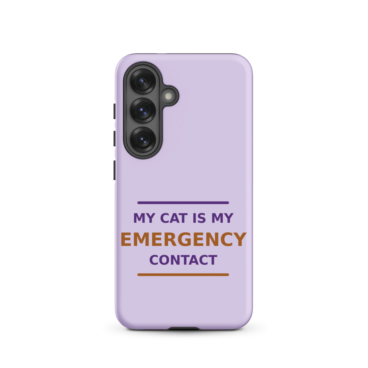 My Cat Is My Emergency Contact cat lover Samsung case in Lavender, front view