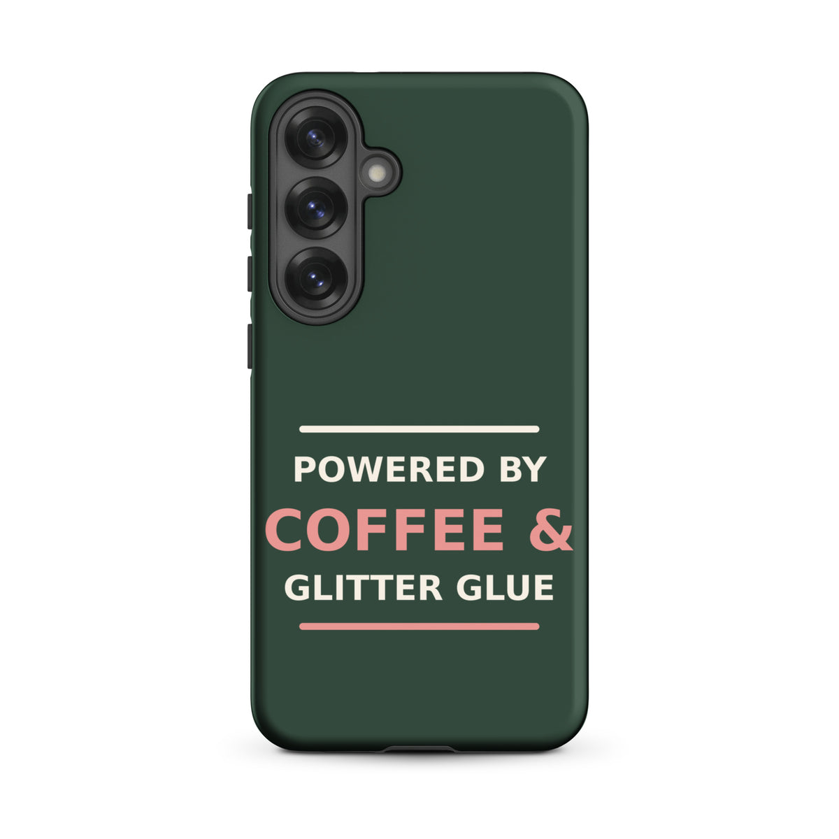 Powered By Coffee & Glitter Glue funny teacher Samsung case in Chalkboard, front view