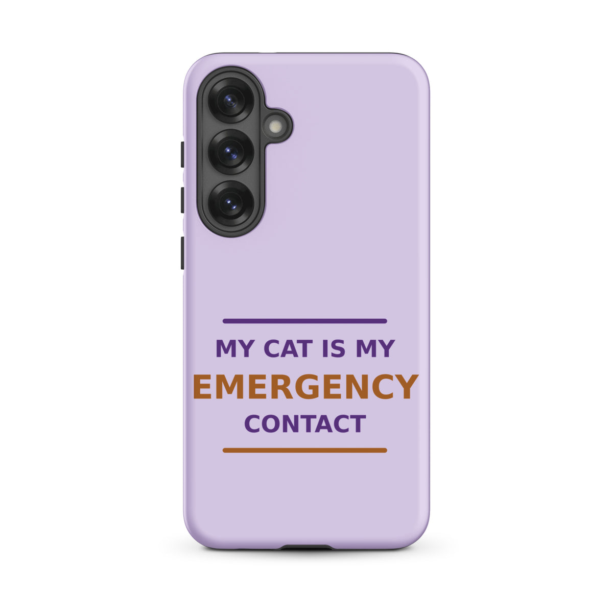 My Cat Is My Emergency Contact cat lover Samsung case in Lavender, front view