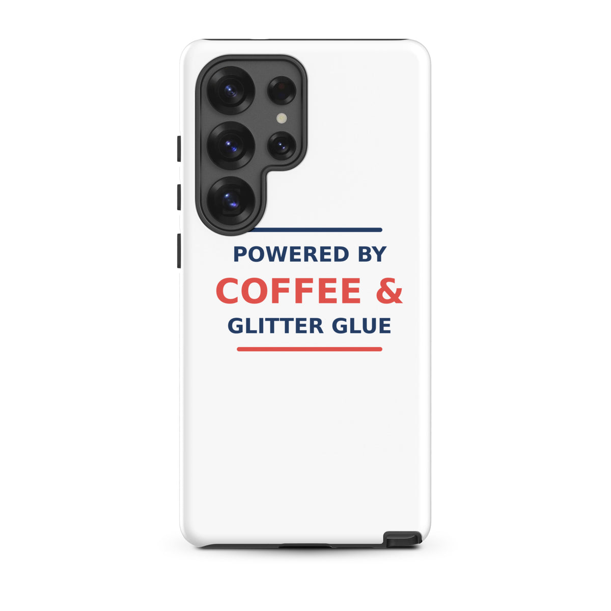 Powered By Coffee & Glitter Glue phone case by Little Laughs Co.