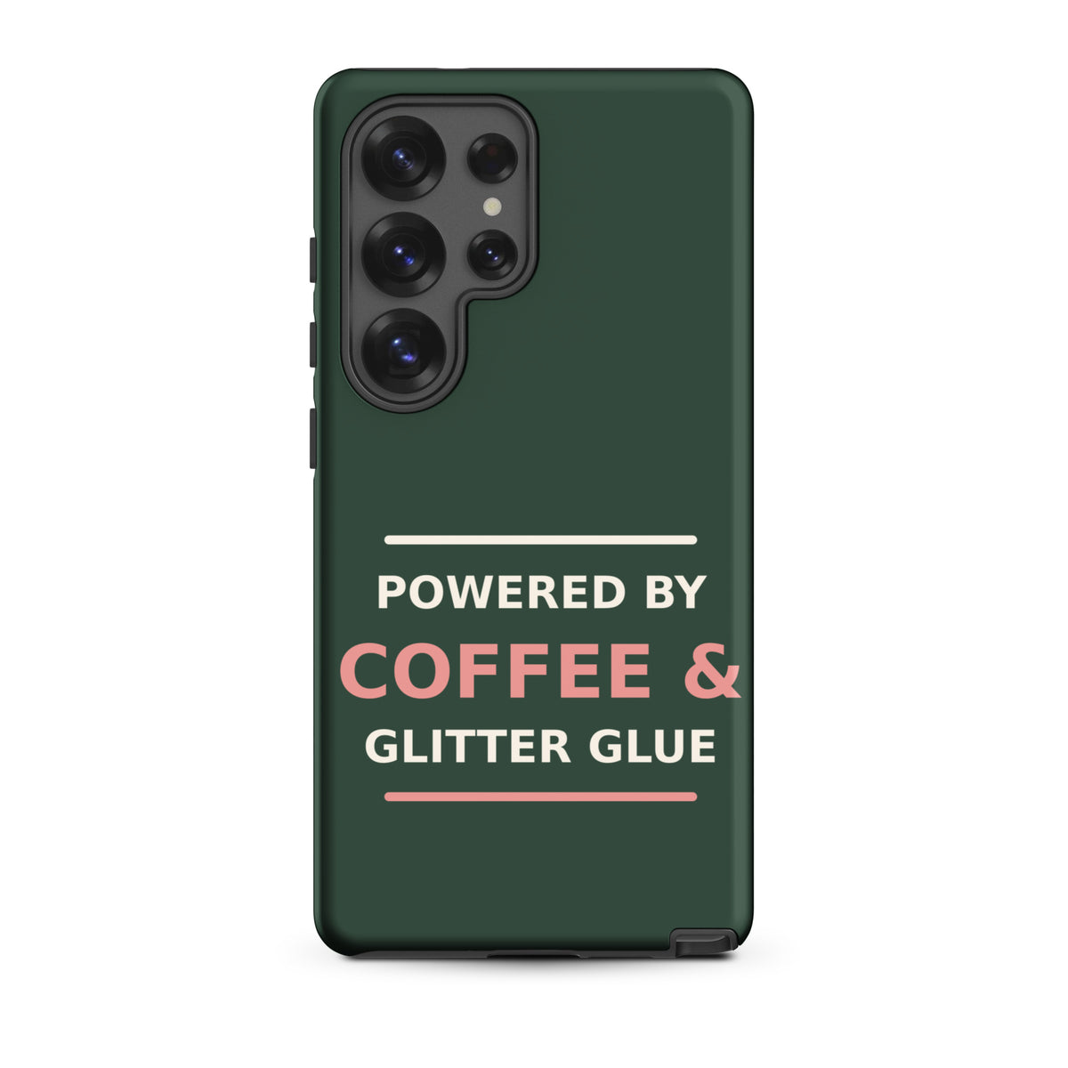 Powered By Coffee & Glitter Glue funny teacher Samsung case in Chalkboard, front view