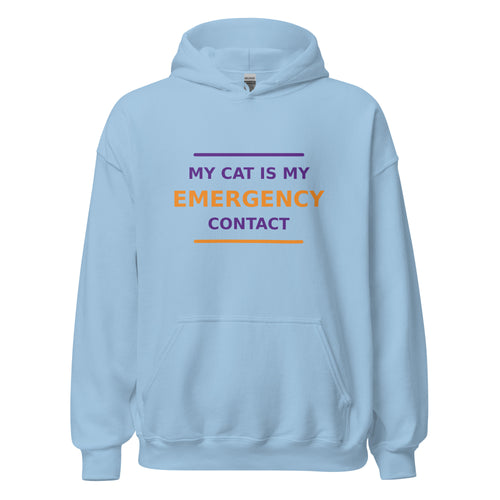 My Cat Is My Emergency Contact cat lover hoodie in Light Blue, front view