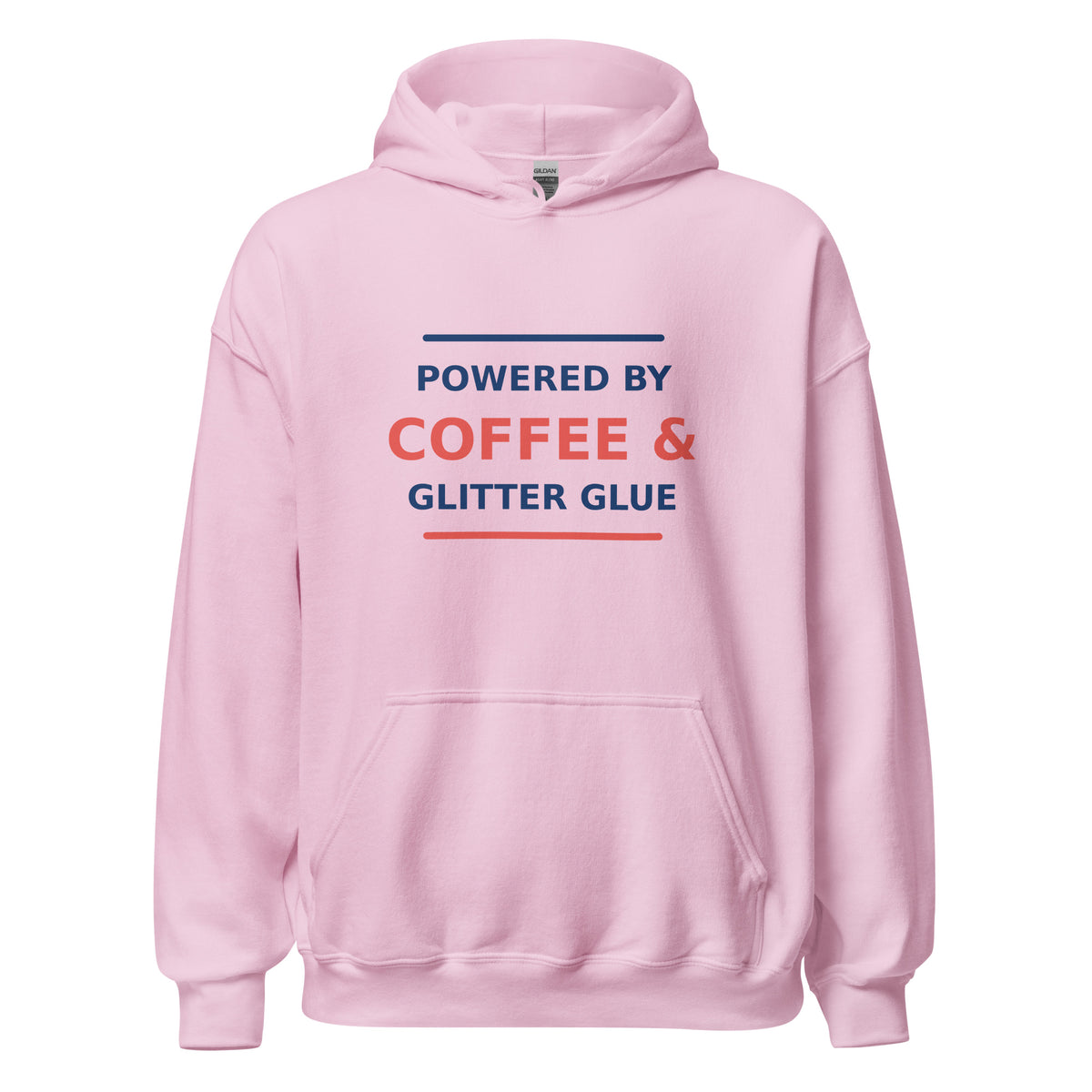 Powered By Coffee & Glitter Glue hoodie in Light Pink by Little Laughs Co.