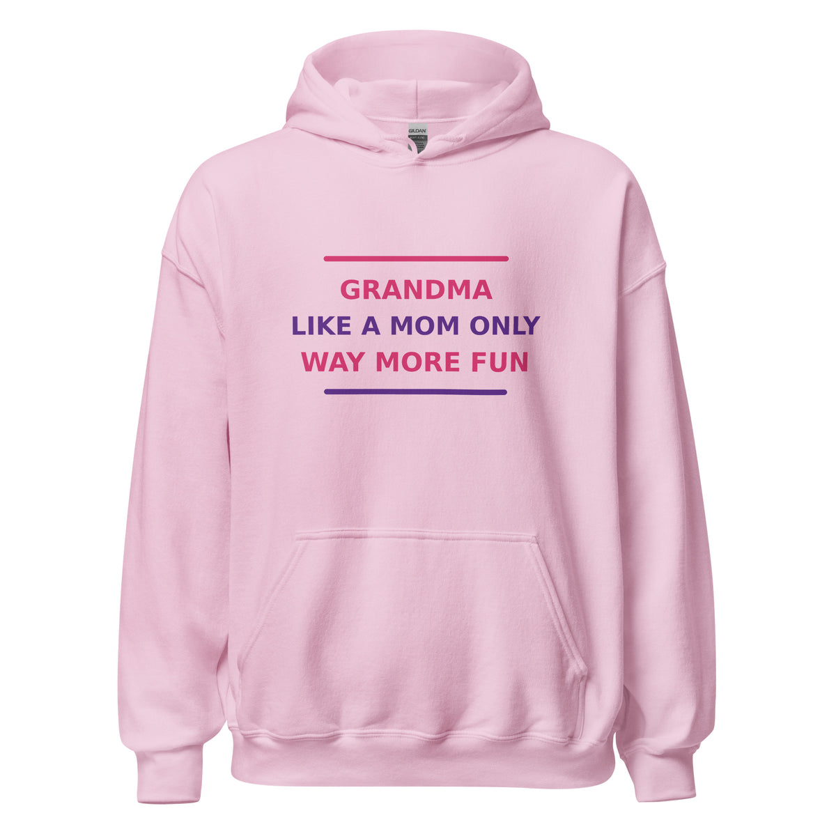 Grandma: Like A Mom Only Way More Fun hoodie in Light Pink by Little Laughs Co.