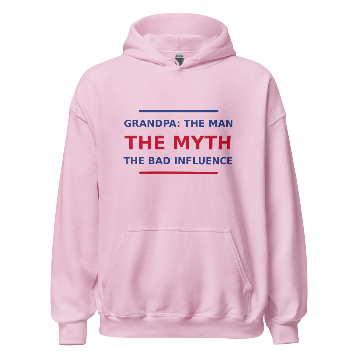 Grandpa: The Man, The Myth, The Bad Influence hoodie in Light Pink by Little Laughs Co.