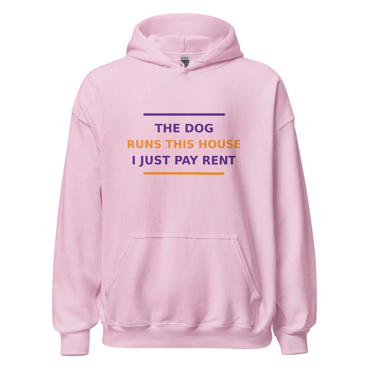 The Dog Runs This House, I Just Pay Rent hoodie in Light Pink by Little Laughs Co.