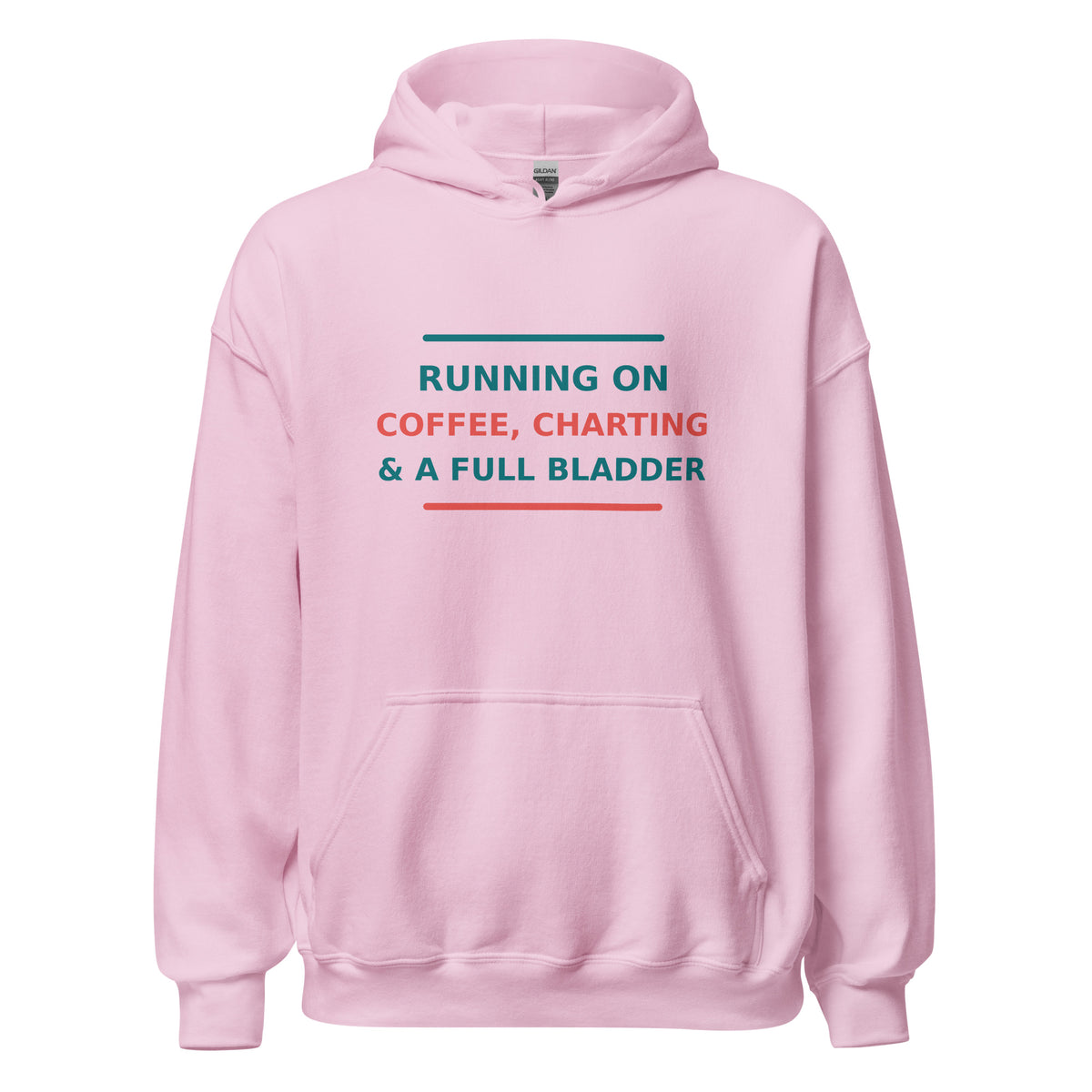 Running On Coffee, Charting & A Full Bladder hoodie in Light Pink by Little Laughs Co.