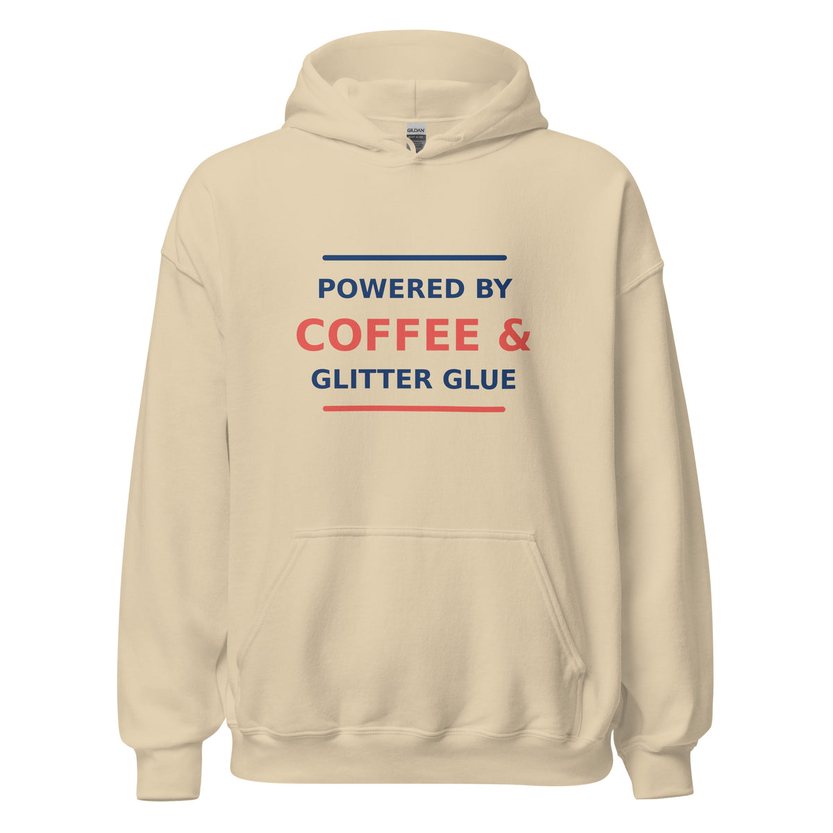 Powered By Coffee & Glitter Glue hoodie in Sand by Little Laughs Co.