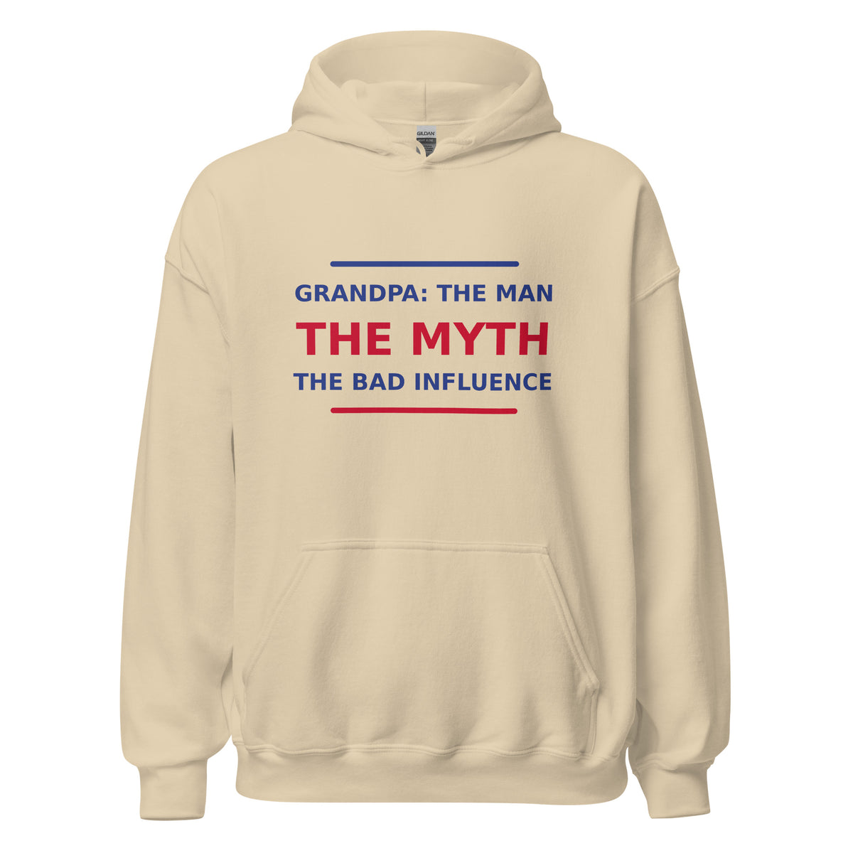 Grandpa: The Man, The Myth, The Bad Influence hoodie in Sand by Little Laughs Co.