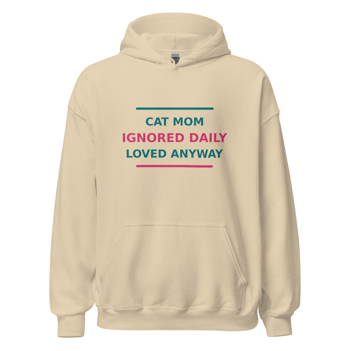 Cat Mom: Ignored Daily, Loved Anyway hoodie in Sand by Little Laughs Co.