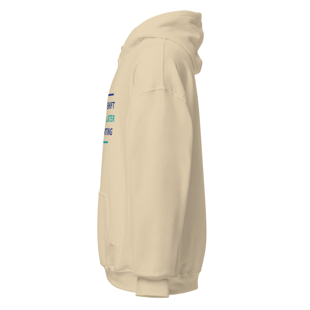 12-Hour Shift, 13 Hours Later, Still Charting funny nurse hoodie in Sand, left side view