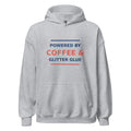 Powered By Coffee & Glitter Glue funny teacher hoodie in Sport Grey, front view