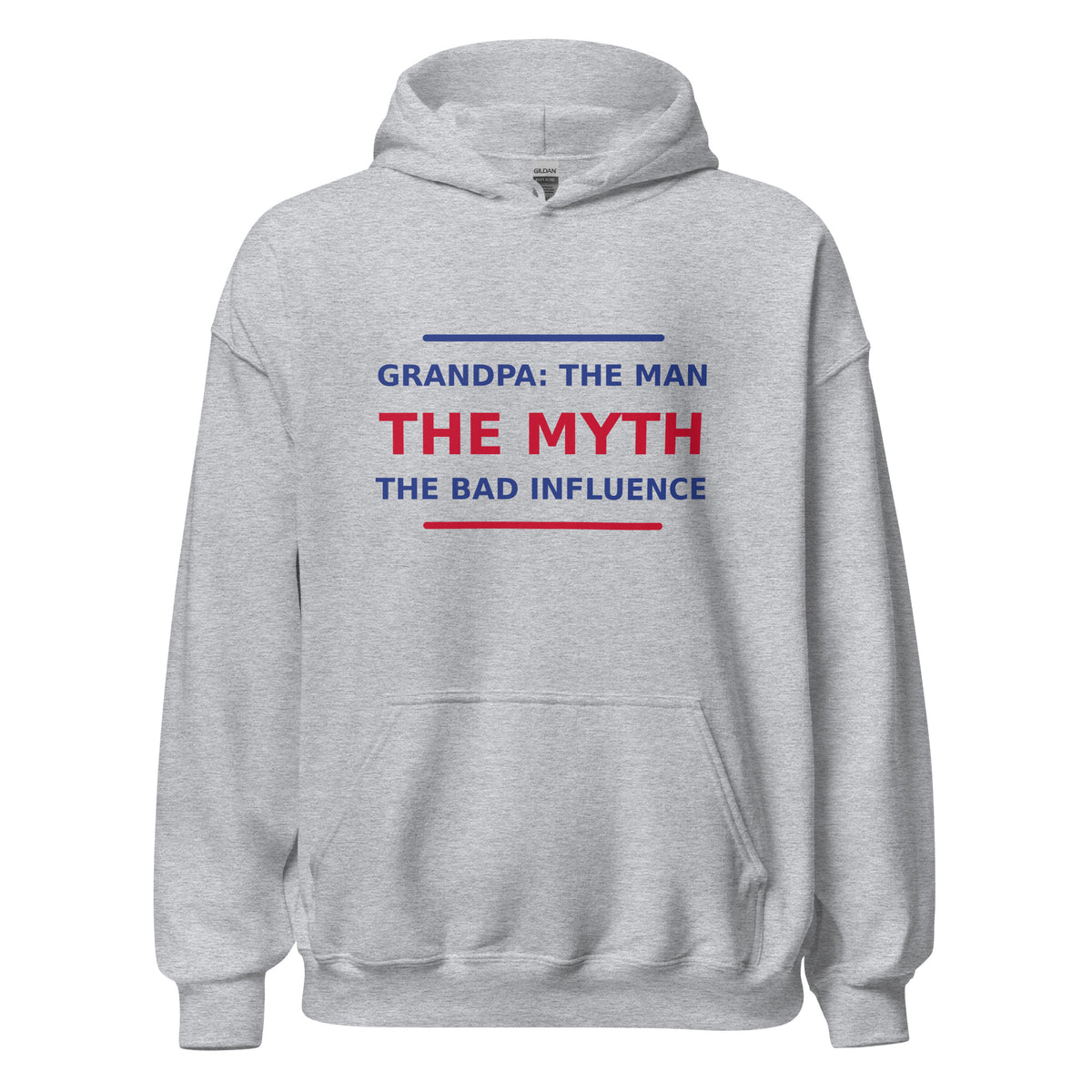 Grandpa: The Man, The Myth, The Bad Influence hoodie in Sport Grey by Little Laughs Co.