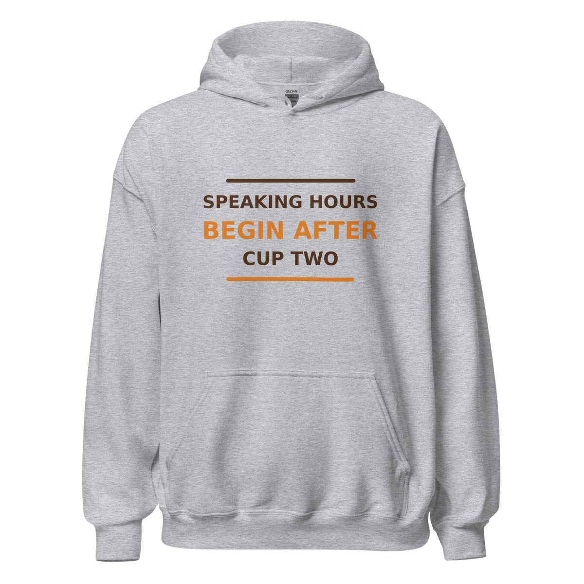 Speaking Hours Begin After Cup Two hoodie in Sport Grey by Little Laughs Co.