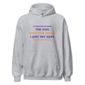 The Dog Runs This House, I Just Pay Rent dog lover hoodie in Sport Grey, front view