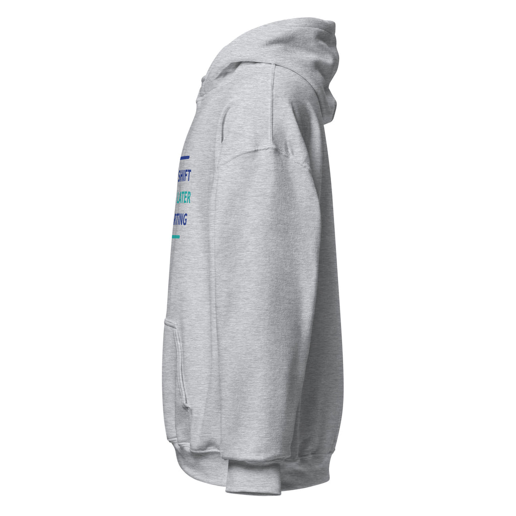 12-Hour Shift, 13 Hours Later, Still Charting funny nurse hoodie in Sport Grey, left side view