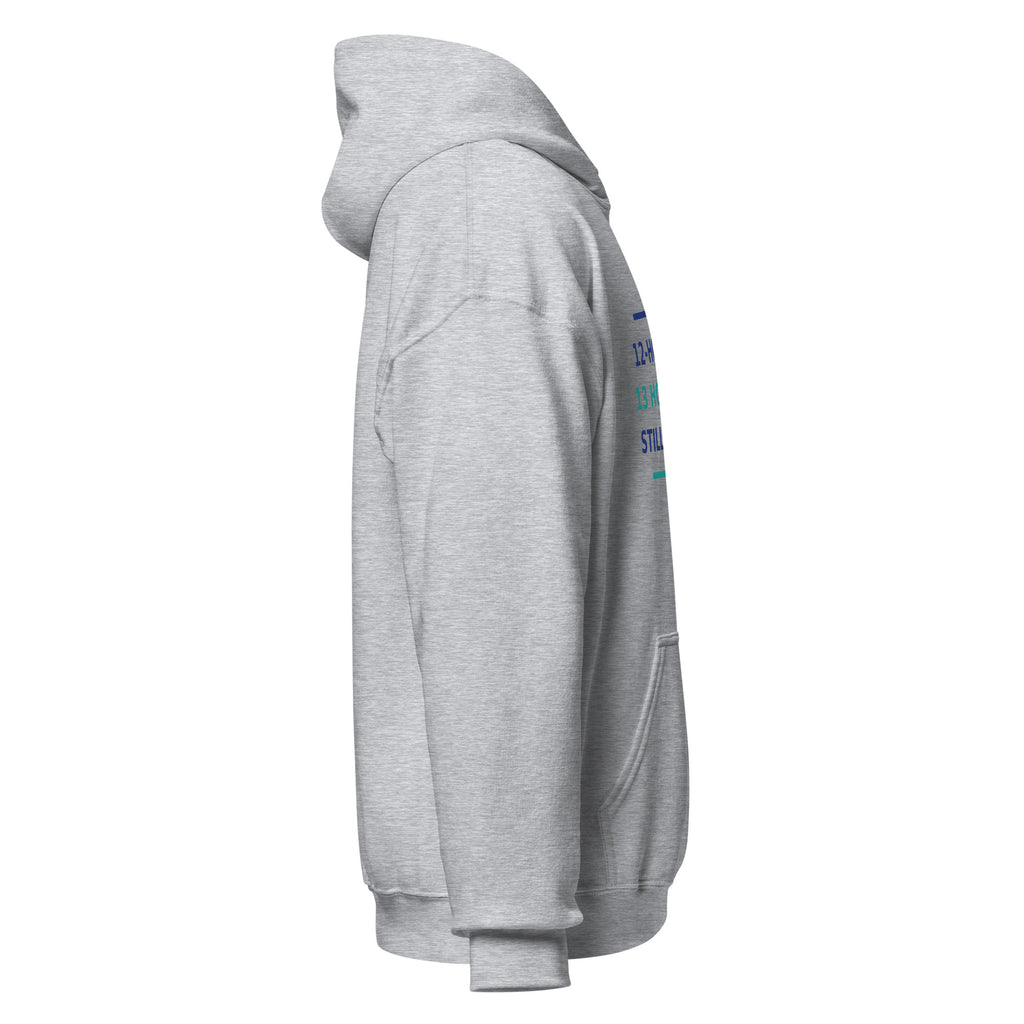 12-Hour Shift, 13 Hours Later, Still Charting funny nurse hoodie in Sport Grey, right side view