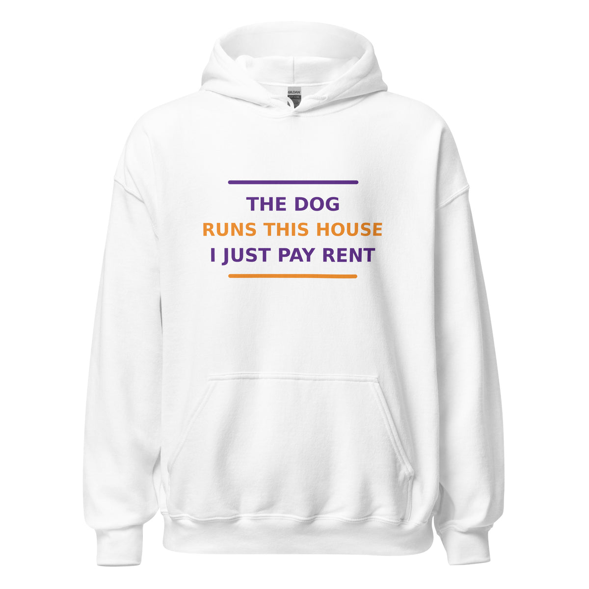 The Dog Runs This House, I Just Pay Rent hoodie in White by Little Laughs Co.