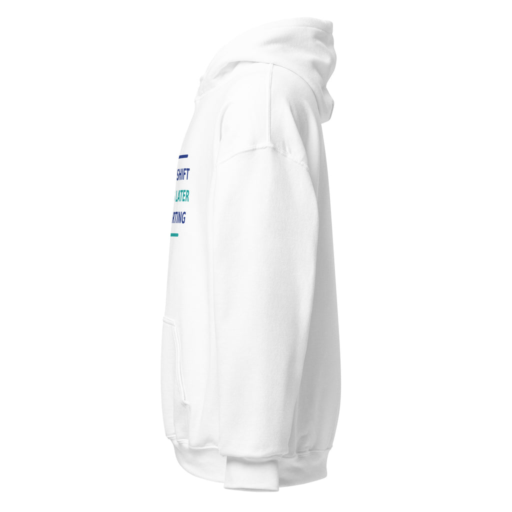 12-Hour Shift, 13 Hours Later, Still Charting funny nurse hoodie in White, left side view