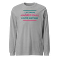 Cat Mom: Ignored Daily, Loved Anyway cat mom long sleeve tee in Athletic Heather, front view