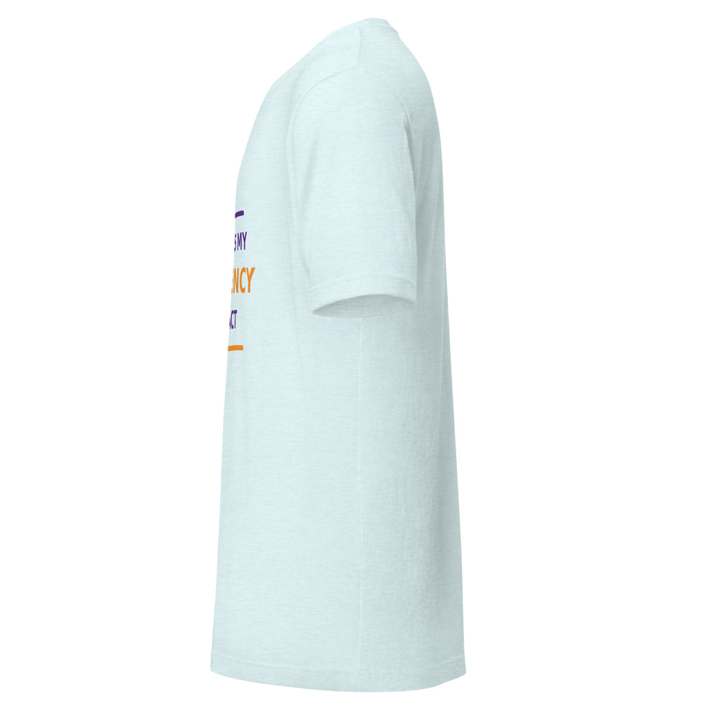 My Cat Is My Emergency Contact cat lover t-shirt in Heather Ice Blue, left side view
