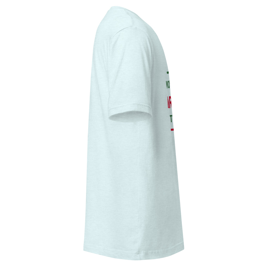 Most Likely To Drink All The Cocoa funny Christmas t-shirt in Heather Ice Blue, right side view