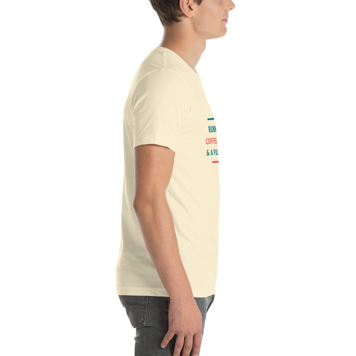 Running On Coffee, Charting & A Full Bladder funny nurse t-shirt in Natural, right side view