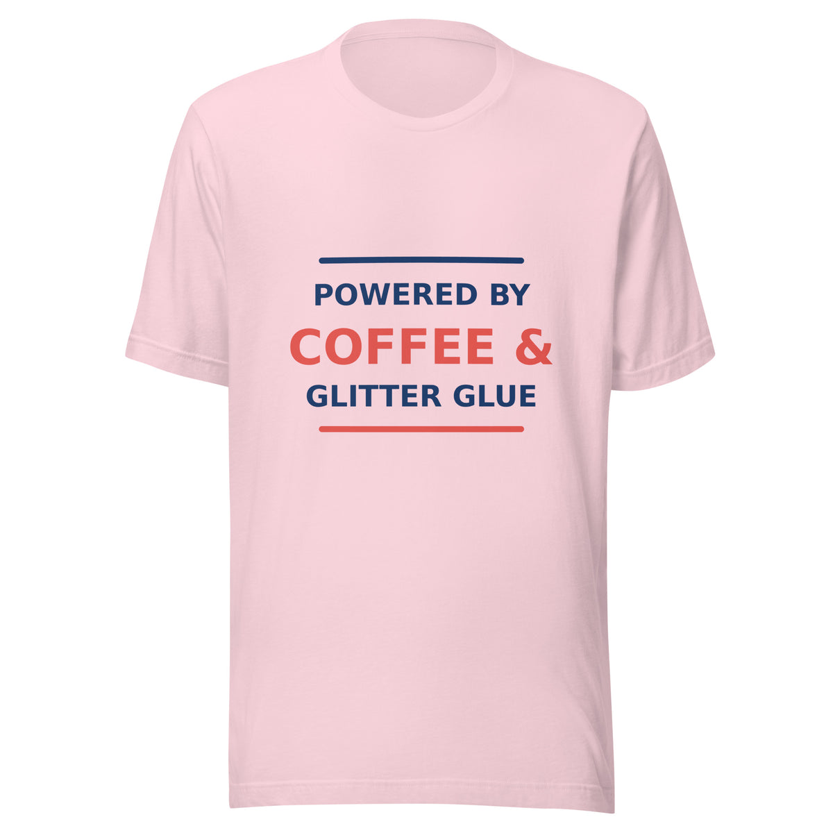 Powered By Coffee & Glitter Glue T-shirt in Soft Pink by Little Laughs Co.