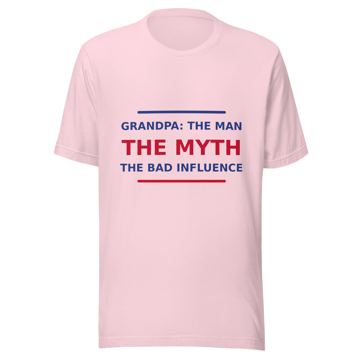 Grandpa: The Man, The Myth, The Bad Influence T-shirt in Soft Pink by Little Laughs Co.