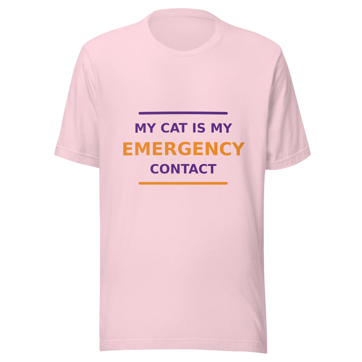 My Cat Is My Emergency Contact cat lover t-shirt in Soft Pink, front view