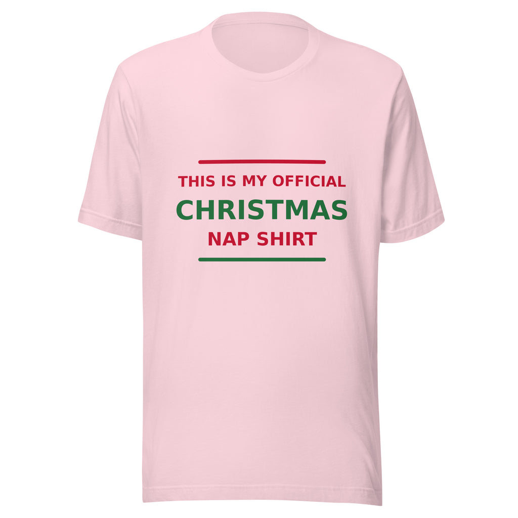 This Is My Official Christmas Nap Shirt T-shirt in Soft Pink by Little Laughs Co.
