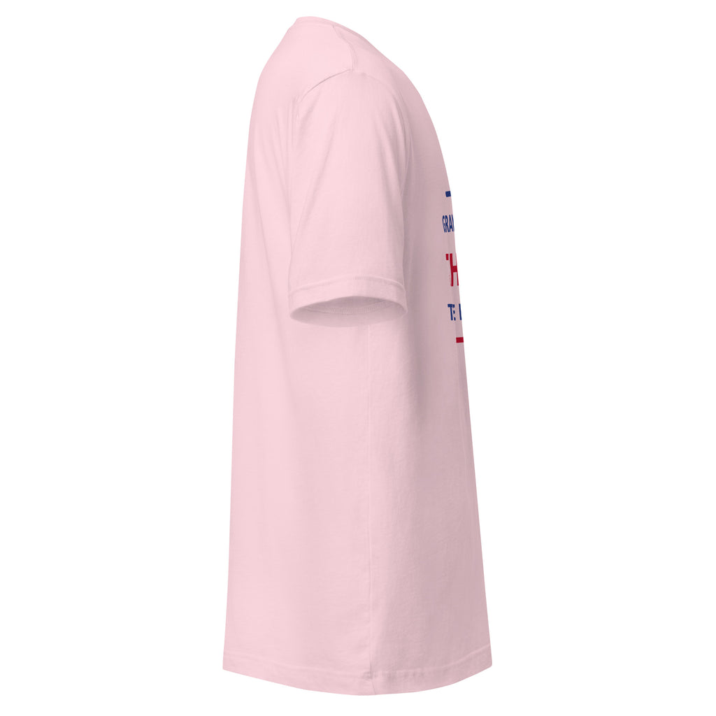 Grandpa: The Man, The Myth, The Bad Influence funny grandpa t-shirt in Soft Pink, right side view