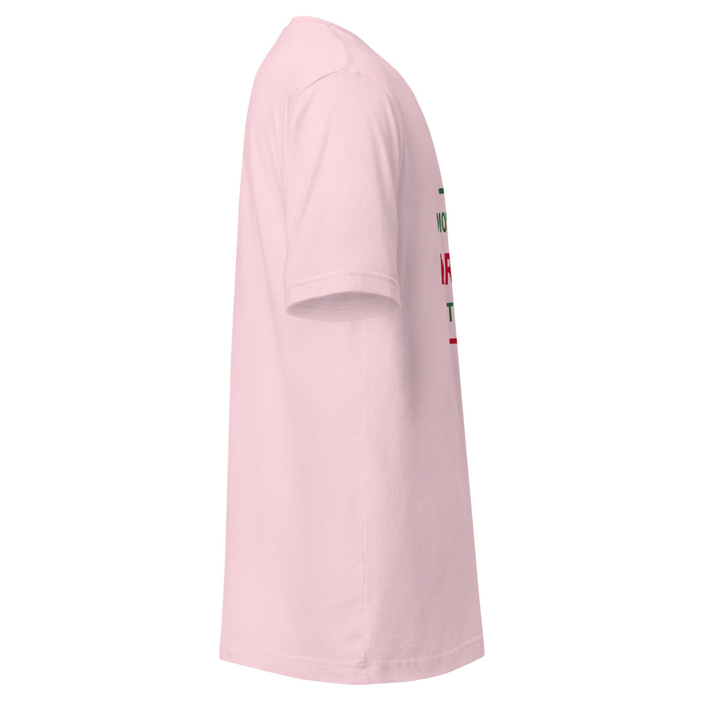 Most Likely To Drink All The Cocoa funny Christmas t-shirt in Soft Pink, right side view