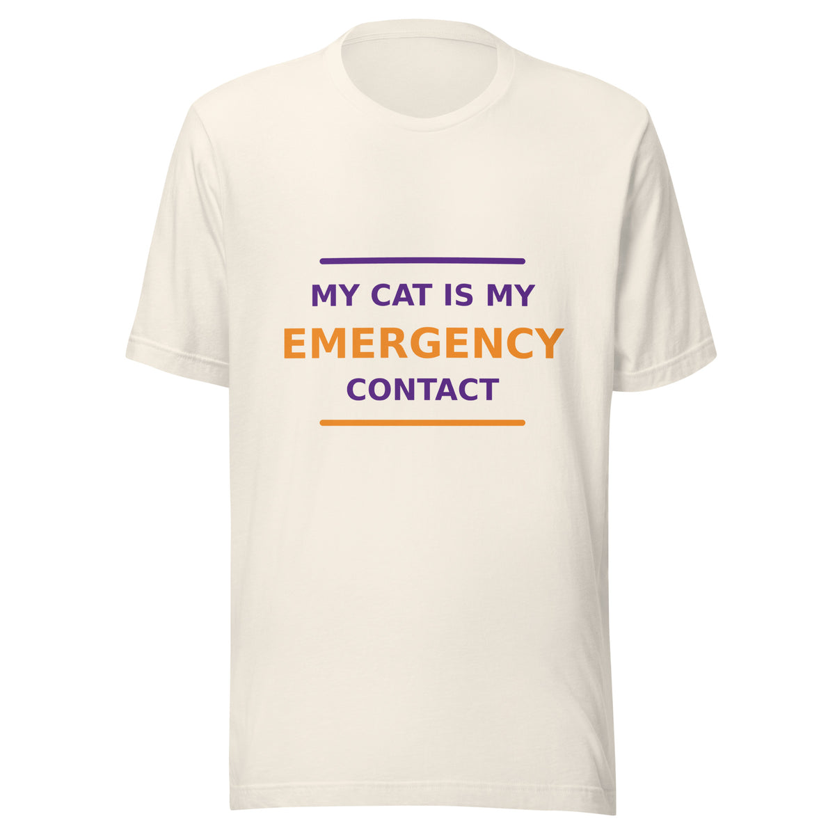 My Cat Is My Emergency Contact cat lover t-shirt in Vintage White, front view