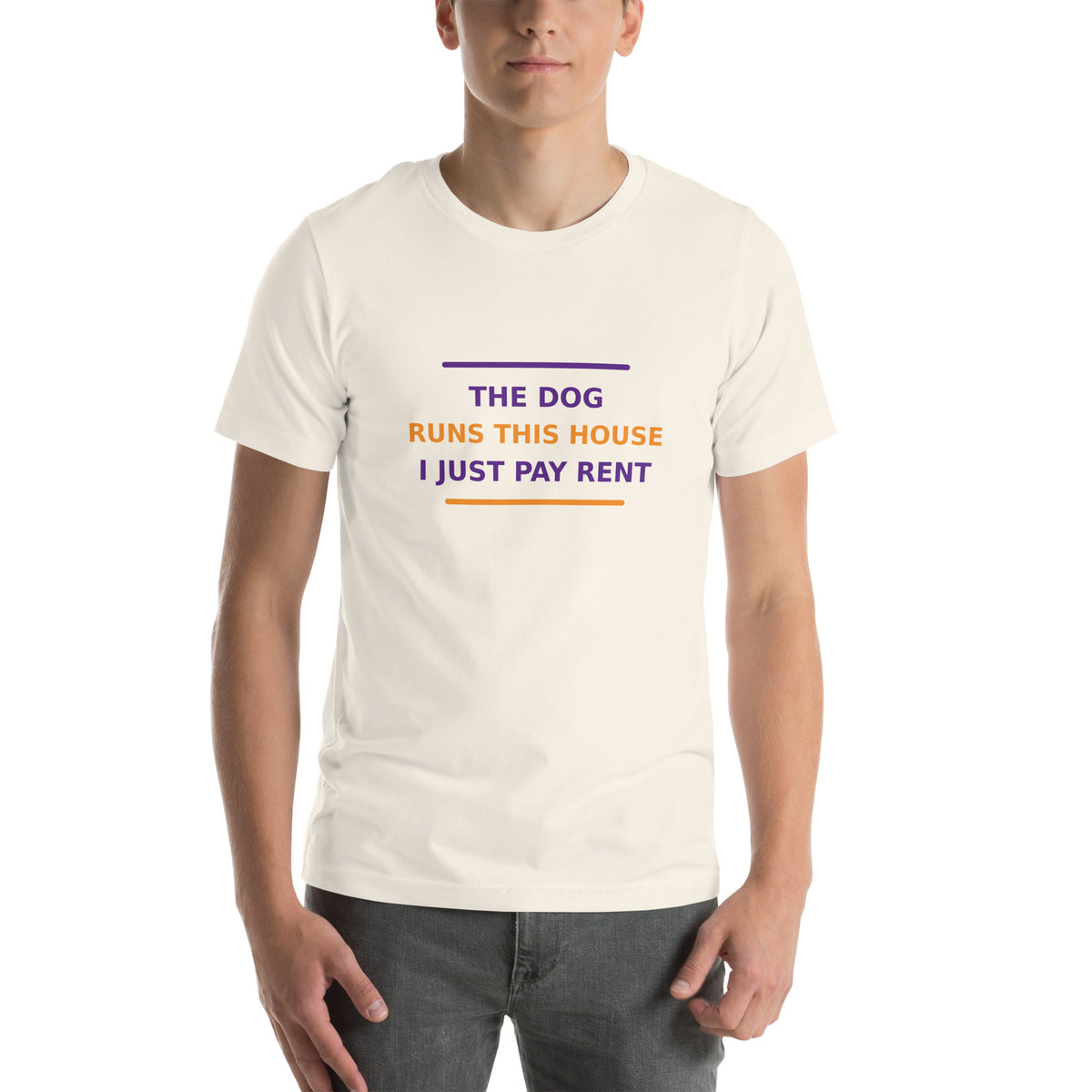 The Dog Runs This House, I Just Pay Rent T-shirt in Vintage White by Little Laughs Co.