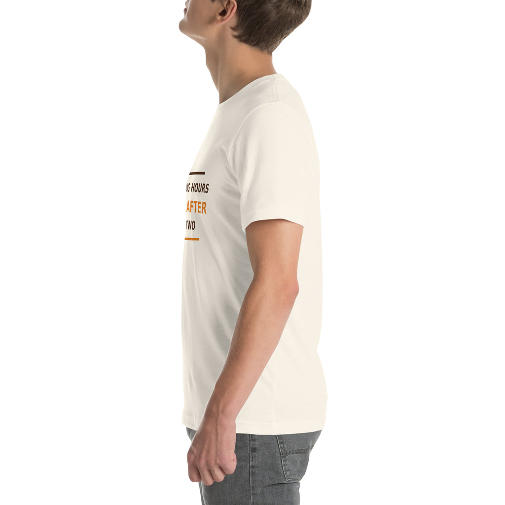 Speaking Hours Begin After Cup Two coffee lover t-shirt in Vintage White, left side view
