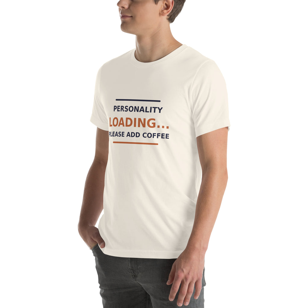 Personality Loading... Please Add Coffee coffee lover t-shirt in Vintage White, left front view