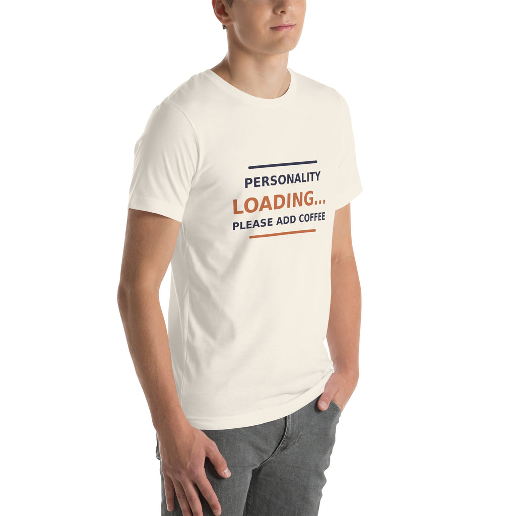 Personality Loading... Please Add Coffee coffee lover t-shirt in Vintage White, right front view