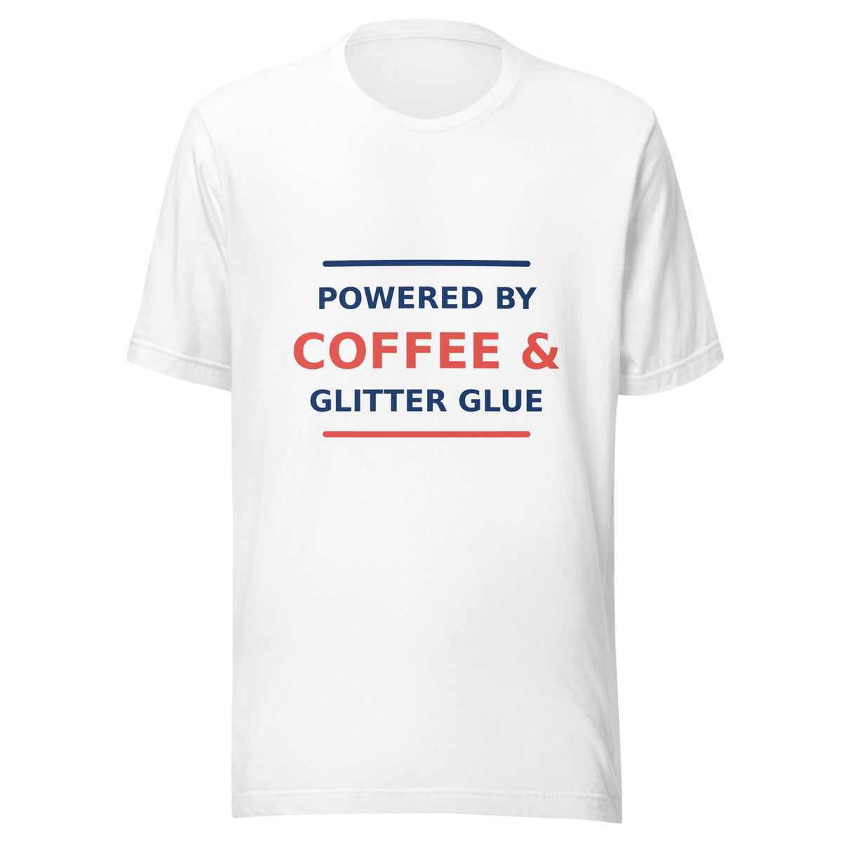 Powered By Coffee & Glitter Glue T-shirt in White by Little Laughs Co.
