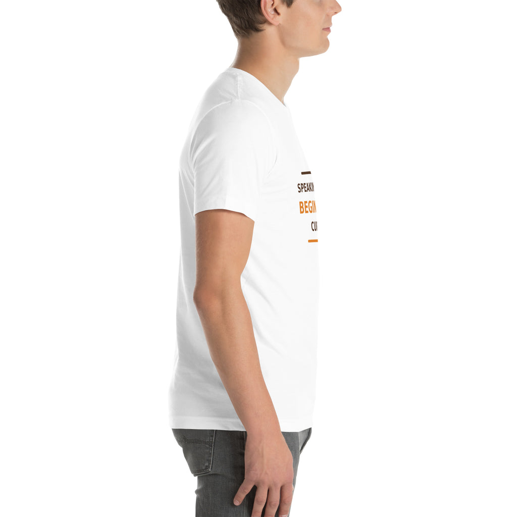 Speaking Hours Begin After Cup Two coffee lover t-shirt in White, right side view