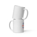 Powered By Coffee & Glitter Glue funny teacher coffee mug, front view