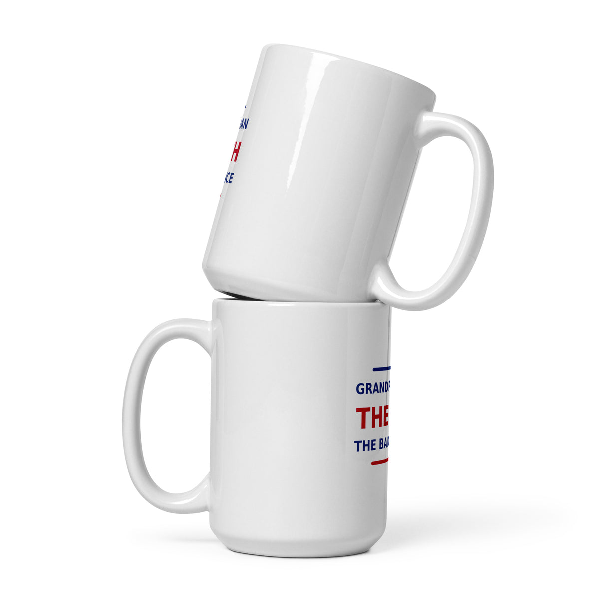 Grandpa: The Man, The Myth, The Bad Influence funny grandpa coffee mug, front view
