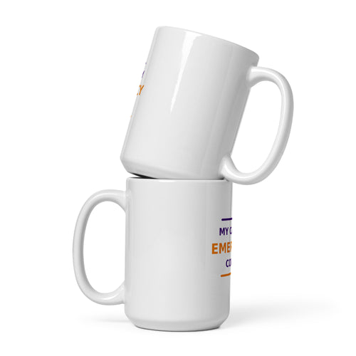 My Cat Is My Emergency Contact cat lover coffee mug, front view