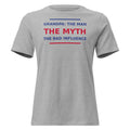 Grandpa: The Man, The Myth, The Bad Influence funny grandpa women's relaxed tee in Athletic Heather, front view