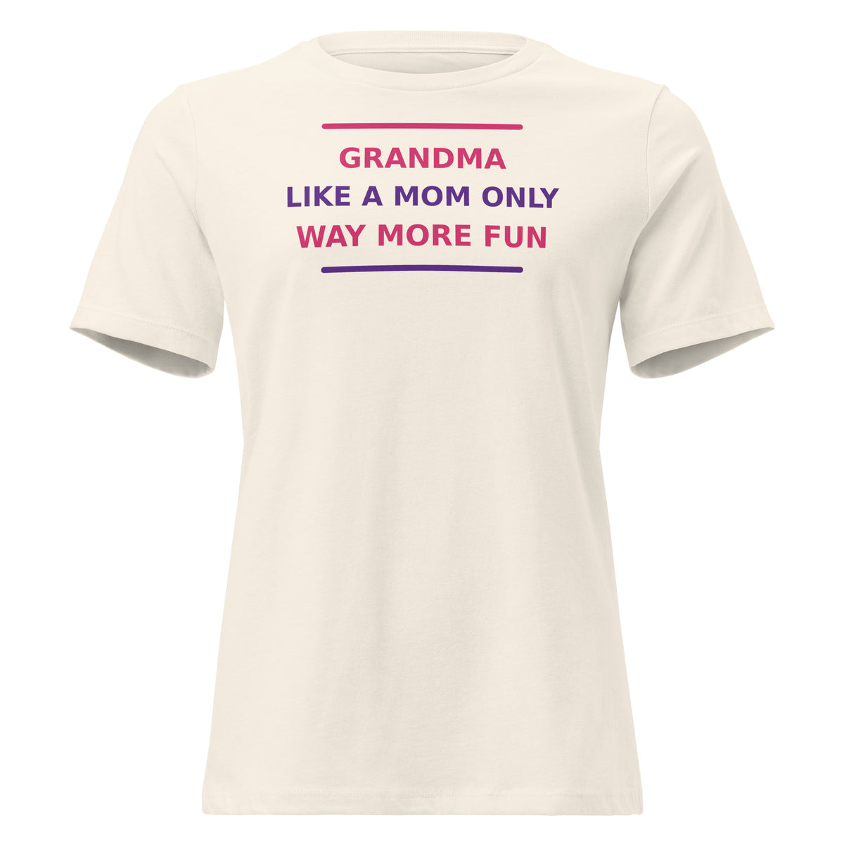 Grandma: Like A Mom, Only Way More Fun funny grandma women's relaxed tee in Natural, front view