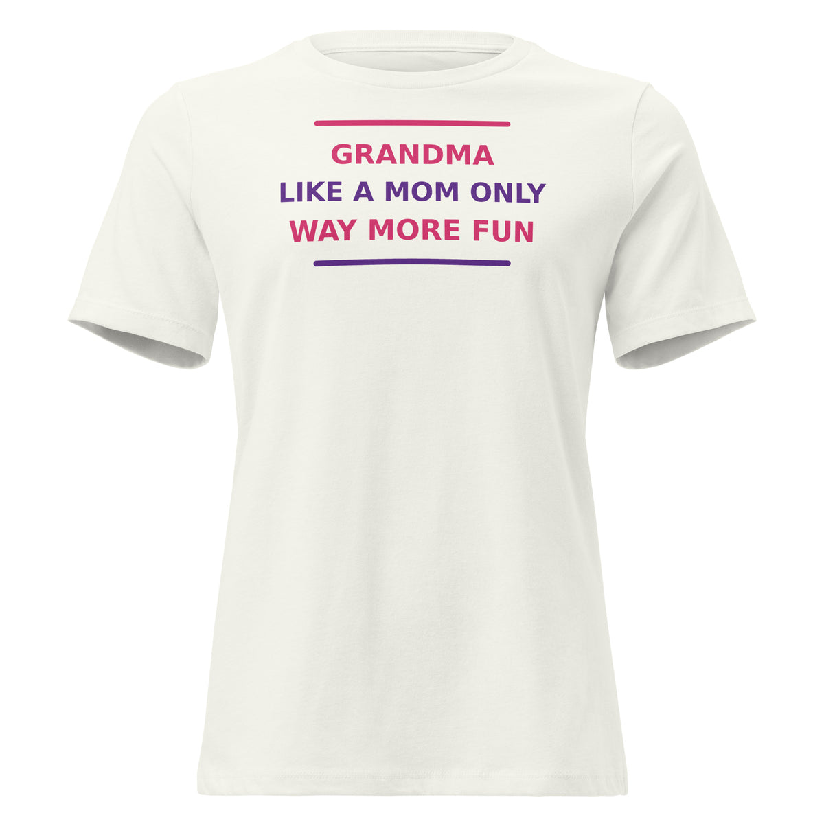 Grandma: Like A Mom, Only Way More Fun funny grandma women's relaxed tee in Vintage White, front view