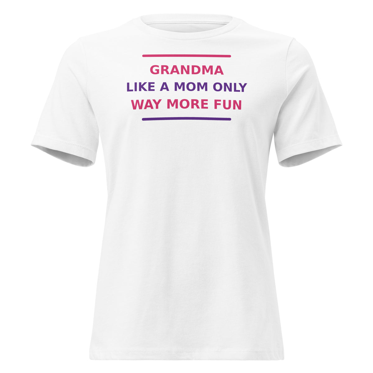 Grandma: Like A Mom, Only Way More Fun funny grandma women's relaxed tee in White, front view