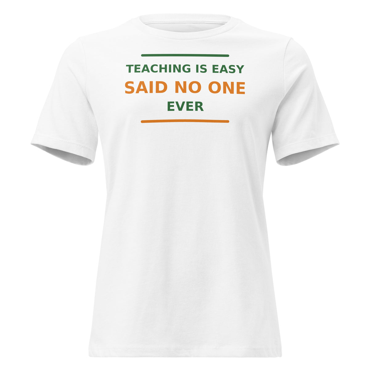 Teaching Is Easy, Said No One Ever funny teacher women's relaxed tee in White, front view